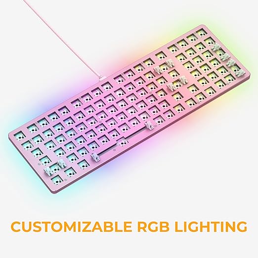 GLORIOUS Gaming GMMK 2 Full Size (96%) Barebones (Frame Only) - Mechanical Gaming Keyboard Frame Full Size (96%) Aluminium Customisable Per Key RGB American QWERTY Layout - Pink