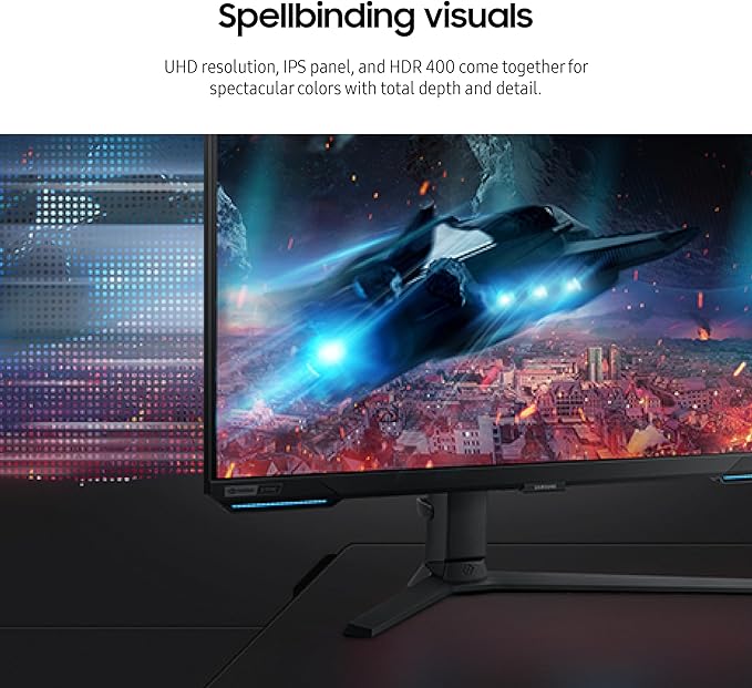 SAMSUNG 28” Odyssey G70B Series 4K UHD Gaming Monitor IPS Panel 144Hz 1ms HDR 400 G-Sync and FreeSync Premium Pro Compatible Ultrawide Game View LS28BG702ENXGO Black