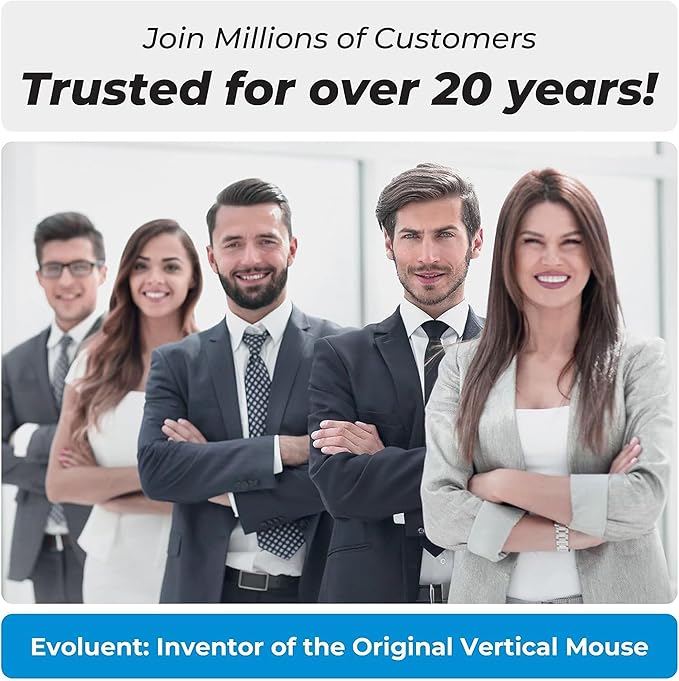 Evoluent – Inventor of The Vertical Mouse – VM4L Ergonomic Vertical Mouse Left Hand Wired USB Sculpted for Comfort Reduces Wrist Strain 4 Speeds 6 Customizable Buttons in Windows