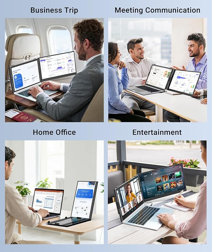 Laptop Screen Extender 14” FHD 1080P Portable Monitor for Laptop 1.3lbs Ultra-Light Dual Monitor USB-C Plug &amp Play Travel Monitor Extender for 13”-17” Windows/Mac/Android/Chrome