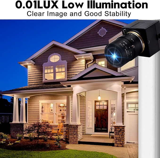 1080P USB Webcam 2MP HD Web Camera Low Illumination 0.01Lux USB2.0 Camera H.264 High Definition IMX322 Webcam with 2.8-12mm Varifocal Lens