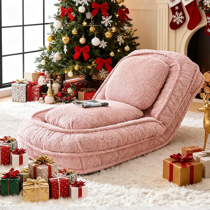 Floor Chair with Back Support Folding Sofa Chair with 5 Adjustable Position Plush Floor Gaming Chair Meditation Chair for Lazy Boys Human Dog Bed for Living Room Bedroom Lounge Pink