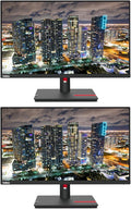 Lenovo ThinkVision T24i 24-inch 1920 x 1080 LED Backlit Full HD Widescreen LCD Monitor 2-Pack Bundle with HDMI VGA DisplayPort USB Hub