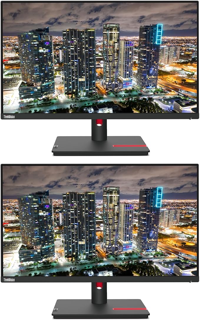 Lenovo ThinkVision T24i 24-inch 1920 x 1080 LED Backlit Full HD Widescreen LCD Monitor 2-Pack Bundle with HDMI VGA DisplayPort USB Hub