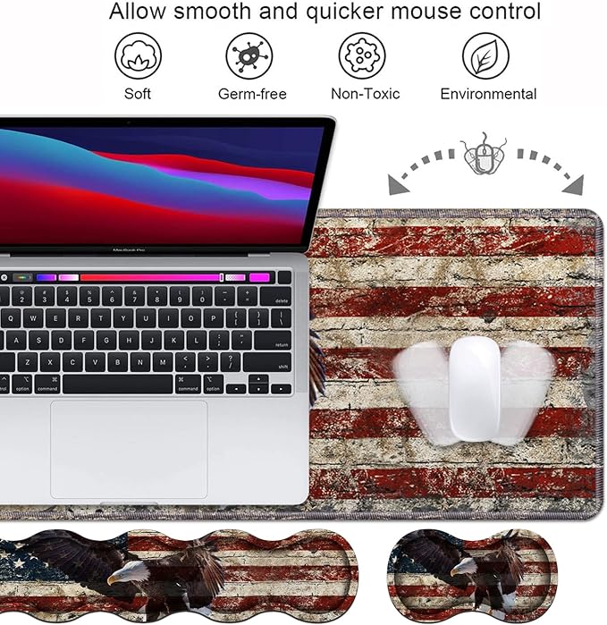Ergonomic Keyboard Wrist Rest &amp Mouse Pad Wrist Rest SetLarge XL Gaming Desk Mat 31.5x 11.8Non-Slip BaseMemory FoamEasy Typing Pain Relief for Office &amp HomeMilitary Wall Graffiti USA Fl