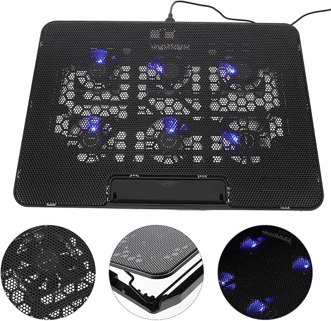 Vaguelly Laptop Cooling Pad 15.6 Inch with 1 Quiet Fan Black Laptop Cooler Stand for Gaming and Office Use Portable Cooling Base Compatible with 15.6 Notebooks