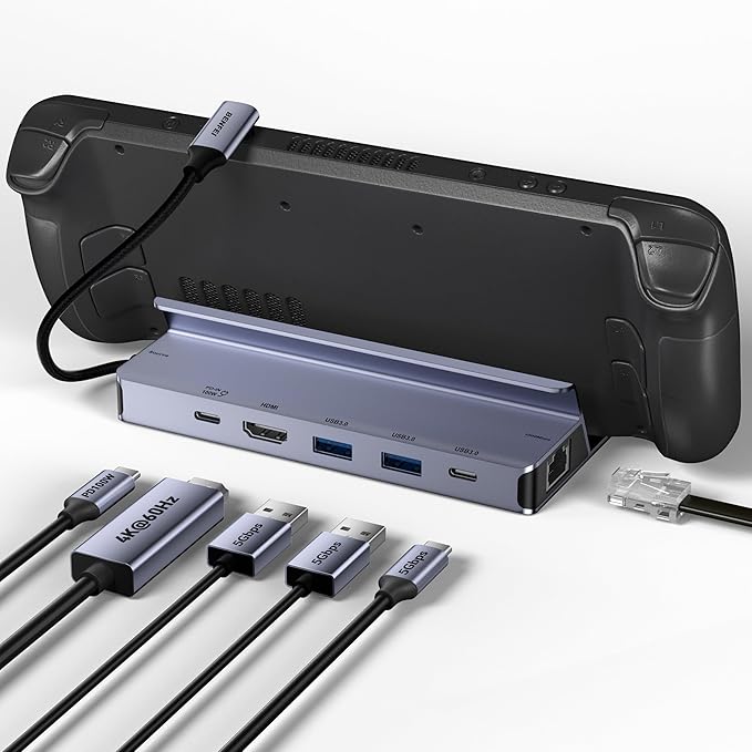 BENFEI Steam Deck Dock Docking Station for Steam Deck (OLED)/ROG Ally/Legion Go 6-in-1 USB C Hub with HDMI 4K@60Hz 1Gbps Ethernet 1xUSB C 2X USB 3.0 Port PD 100W Charging