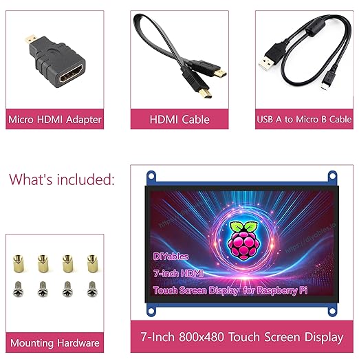 7-Inch Touch Screen Display for Raspberry Pi – HDMI Interface LCD Monitor for IoT Robotics and STEM Projects
