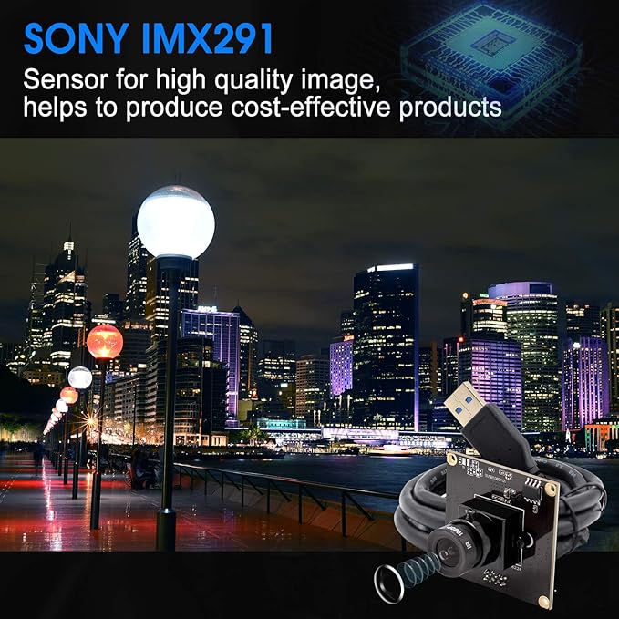 2MP USB Camera Module 1080p Webcam USB 3.0 Webcamera with Sony IMX291 Sensor Industrial Camera Supported OTG 0.01LUX Low Illumination for Android Windows Linux Mac PC Raspberry PI