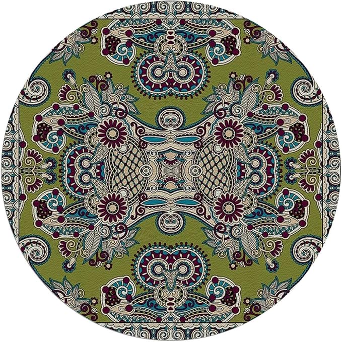 Multicolor PU Leather Desk Chair Mat for Hard Floors Patchwork Pattern from Orange Navy Computer Chair Matfor Rolling ChairLarge Floor ProtectorEasy Clean Moroccan Diameter 55 in