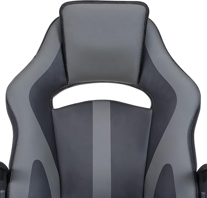 OSP Home Furnishings Influx Adjustable Faux Leather Gaming Chair with Lumbar Support and Full 360 Rotation Grey Accents