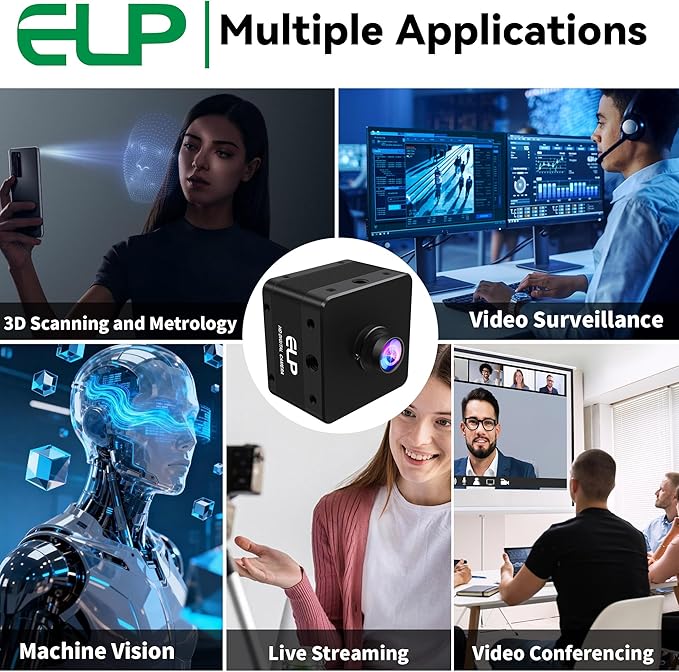 ELP High Speed 4K 60FPS USB Camera for Computer Mini UVC 2160P USB3.0/2.0 Lightburn Cameras for Windows Linux Mac Pi Fast Frame Wide Angle 100°(H) IMX678 Webcam for PC Laptop Jetson Nano