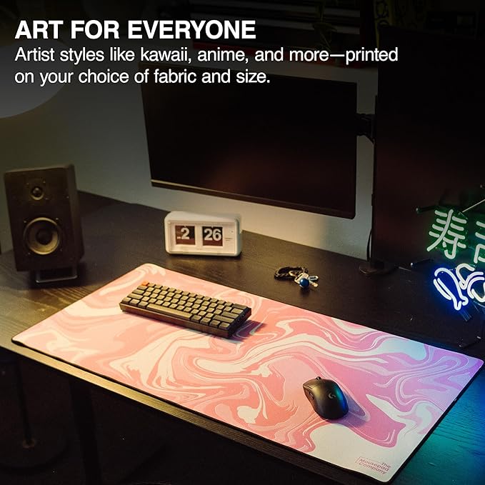 MPCO. Original Large Gaming Desk Mat – 36 x 17 Duraglyde Strata Pink Full Desk Mouse Pad for Smooth Precision – Non-Slip Washable Extra-Large PC Mouse Pad for Gaming Sessions