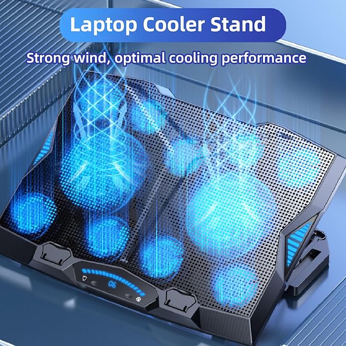 Laptop Cooler Stand Multi Angle Adjustable 3400RPM High Speed 11 Fans Cooling Pad for Notebook Tablet Gaming ABS Material 5 Height Levels