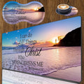 3 Piece Mouse Pad Set with Stitched Edge Large Anti-Slip Mouse Pad Desk Pad Keyboard Pad + Wrist Rest Pad + Coaster Memory Foam Wrist Rest for Office/Home Bible Verse Philippians 4-13