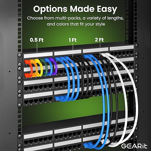 GEARit Cat 6 Ethernet Cable (20-Pack 5 Feet) Cat6 Network Patch 10Gbps RJ45 Snagless Cord Gold-Plated Connectors Internet for PC TV Tablet Router Printer Servers IT Data Center - Gray