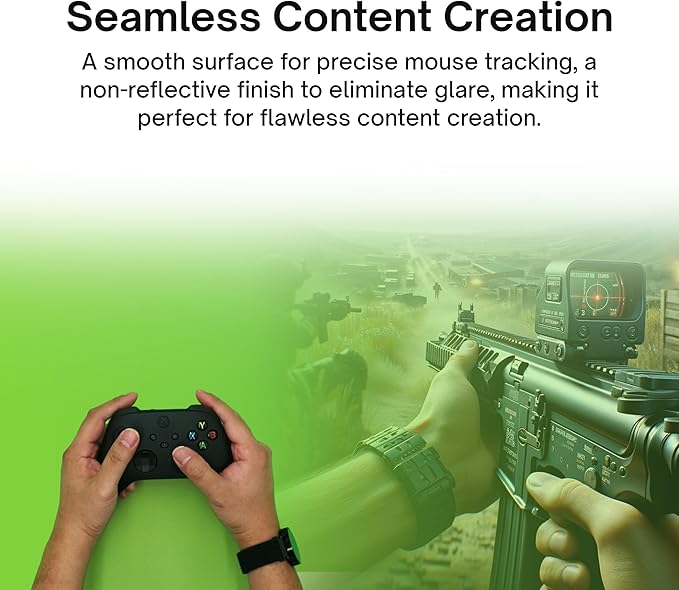 Pixio 2XLarge Green Screen Mouse Mat Chroma Key Durable Smooth Water-Resistant Polyester Surface Rubber Base Mouse Pad - for Gaming Streaming Filming Content Creation with a Clear Background