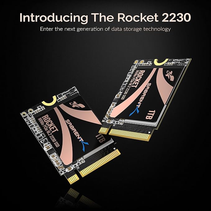 SABRENT Rocket 2230 1TB NVMe SSD – PCIe Gen4 M.2 2230 Internal SSD for Steam Deck Surface Pro ROG Ally – Up to 5000 MB/s Gen4 x4 Speed DRAM-Less HMB Design [SB-2130-1TB]