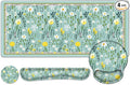 Floral Desk Mat 4in1 Large Mouse Pad with Wrist Rest Desk Matt for Desktop Desk Pad Mat Anti-Slip XXL Computer Ergonomic Mousepad with Wrist Support for Keyboard and Mouse I Green Elegant Flowers