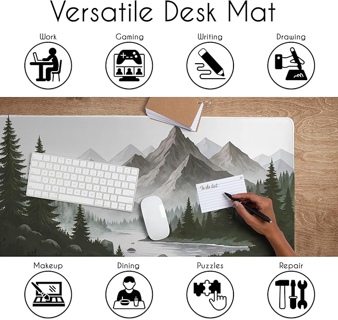 Sweet Jojo Designs Large Mouse Pad (Woodland Forest) Desk Mat for Keyboard and Mouse Pads Gaming Mousepad Office Desk Accessories for Women &amp Men (Hunter Green Nature Themed Watercolor Pine Tr