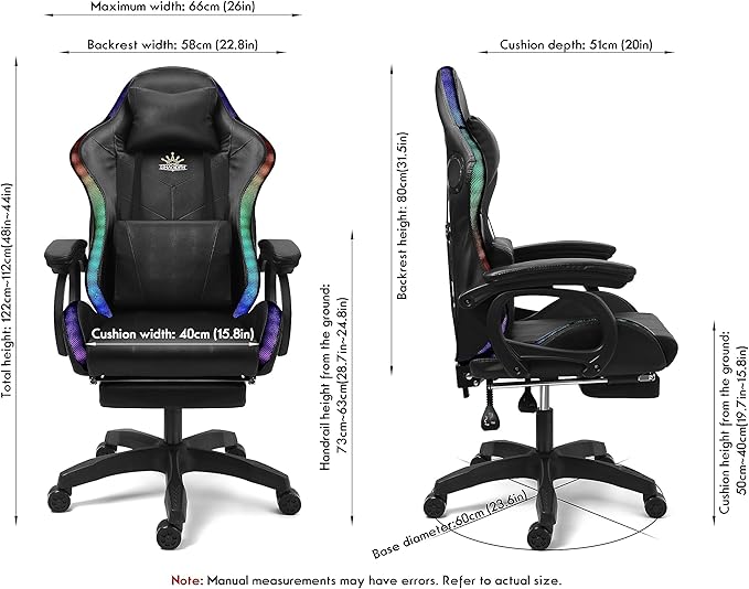 Ergonomic Gaming Chair with Footrest and Lumbar Support Video Gaming Chair with Speaker and LED Light Gaming Chair with Full Massage Function 90°-135° Tilting Computer Chair.Pink