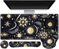 Gaming Mouse Pad Large Desk Mat Cute Desk Pad Protector 4in1 XXL Mousepad + Keyboard Wrist Rest+Mouse Wrist Rest+Coaster Set with Ergonomic Desk Pad for Home Office PC Computer Stars and Moon