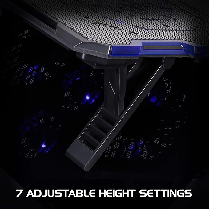 Enhance Cryogen Gaming Laptop Cooling Pad - Fits up to 17 inch Computer - Adjustable Laptop Cooling Stand with 5 Ultra Quiet Cooler Fans 2 USB Ports and LED Lighting - Slim Portable Design 2500 RPM