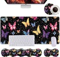 Keyboard Wrist Rest+Mouse Wrist Pad+Desk Pad SetMemory Foam Ergonomic Easy Typing Pain Relief for Computer Laptop Office Home - Butterfly