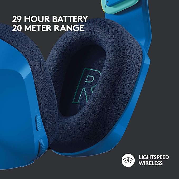 Logitech G733 Lightspeed Wireless Gaming Headset with Suspension Headband LIGHTSYNC RGB Blue VO!CE mic Technology and PRO-G Audio Drivers - Blue