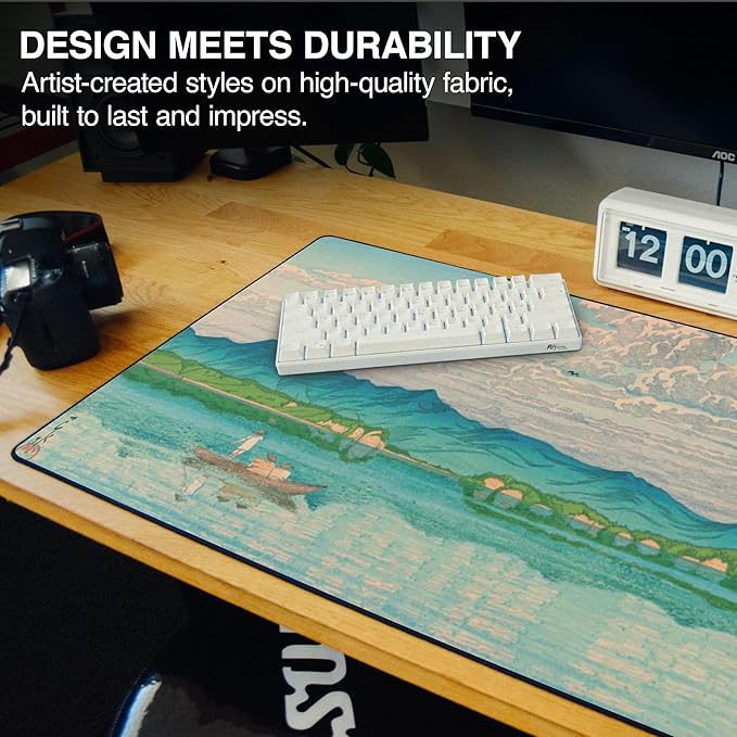 MPCO. Original Large Gaming Desk Mat – 36 x 17 Duraglyde Ukiyo-E Lake Hamana Full Desk Mouse Pad for Smooth Precision – Non-Slip Washable Extra-Large PC Mouse Pad for Gaming Sessions