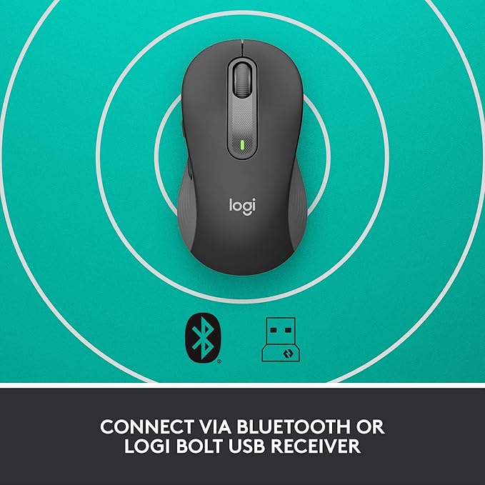 Logitech Signature M650 L for Business Wireless Mouse for Large Sized Hands Logi Bolt Bluetooth SmartWheel - Graphite