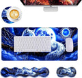 Mouse PadLarge Desk Mat Set 4in1 XL Mousepad + Keyboard Wrist Rest+Mouse Wrist Rest+Coaster with Ergonomic Desk Pad for Home Office Table Computer Cover -Wolf Moon Dreamcatcher