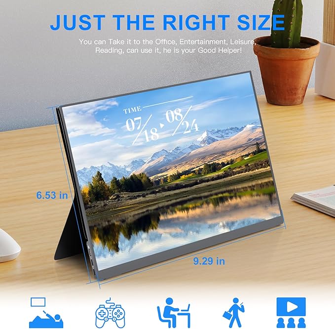 10.5''Portable Monitor for latop 2K FHD 60HZ Laptop Monitor ScreenUSB-C and HDMI Inputs Ultra-Slim IPS Panel with HDR and Premium Smart Cover &amp Speakers for LaptopPCPhonePS4/5SwitchMacXbo