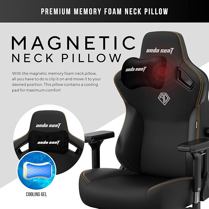 Anda Seat Kaiser 3 Large Gaming Chair for Adults - Ergonomic Black PVC Leather Gaming Seat with Lumbar Support Comfortable Office Chair with Neck Support - Heavy Duty Wide Computer Seat