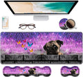 Ergonomic Keyboard Wrist Rest &amp Mouse Pad Wrist Rest Set Large XXL Gaming Desk Mat 31.5x 11.8 with Non-Slip Base Memory Foam Easy Typing Pain Relief for Home &amp Office Cute Pug and Butter