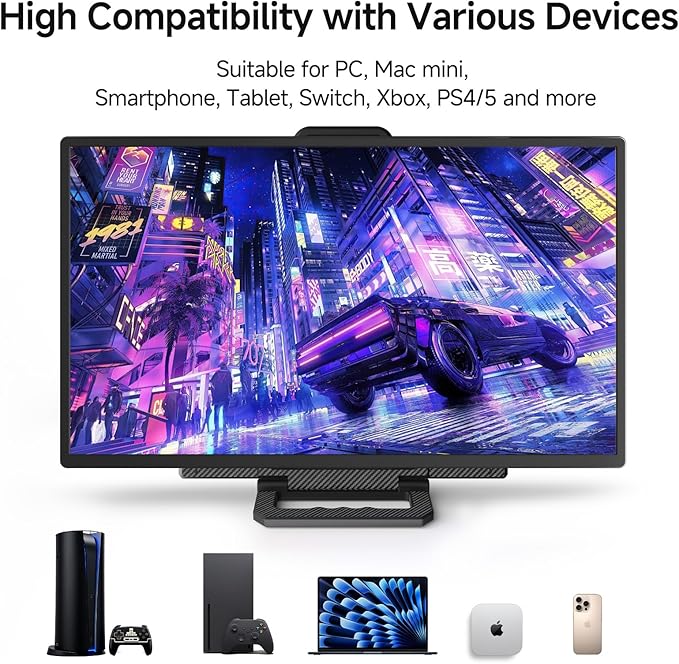 24 Large Portable Monitor IPS USB-C HDMI Work Home Gaming Second Monitor 4.2 Height &amp 90° Rotation Adjustable Stand for Laptop MacBook Phones PS4&amp5 Switch Xbox