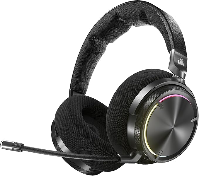 Corsair Virtuoso MAX Wireless Gaming Headset – Dolby Atmos Active Noise Cancelling Sonarworks SoundID Simultaneous 2.4GHz Wireless &amp Bluetooth 50mm Graphene Drivers PC Mac PS5/PS4 – Carbon
