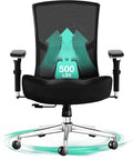 Big and Tall Office Chair 500lbs Ergonomic Oversize Mesh Desk Chair Heavy Duty High Back Computer Chair with Wide Thick Seat Cushion Adjustable Lumbar Support 4D Armrests