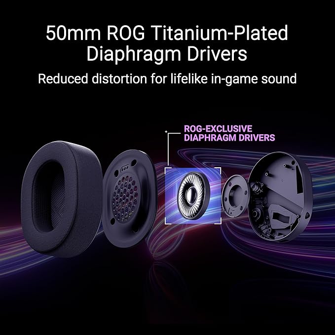ASUS ROG Pelta Wireless Gaming Headset with Detachable Mic – Tri-Mode (BT 2.4GHz USB-C) 50mm Titanium-Plated Drivers 70Hr Battery Ergonomic Lightweight for PC PS5 PS4 Switch Mobile - Black