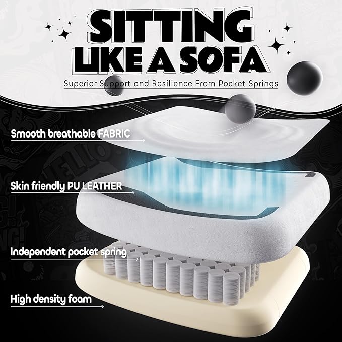 Gaming Chair Cute with Cat Ears Paw Lumbar and CushionErgonomic Computer Chair with FootrestReclining PC Game Chair for Girl Computer Chair 300lbs for Adult Black White