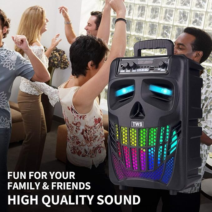 E I F E R Cool Skull Bluetooth Speakers Portable Wireless Speaker Compatible with Smartphones and Tablets Suit for Home Garden Party Black 50W 8-Inch