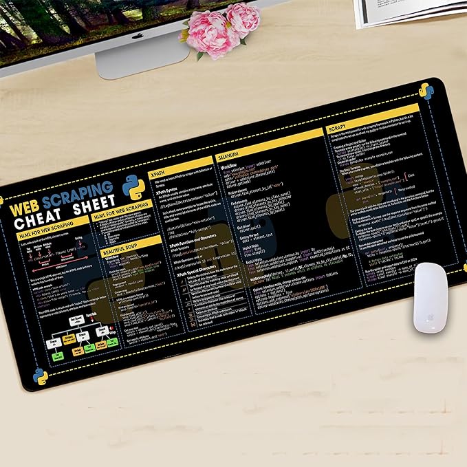 Web Scraping Cheat Sheet Mouse Mat Large Mouse Pad for Developers Quick Guide for Coders Essential Computer Accessories for Study Work and Reference Purposes NVA