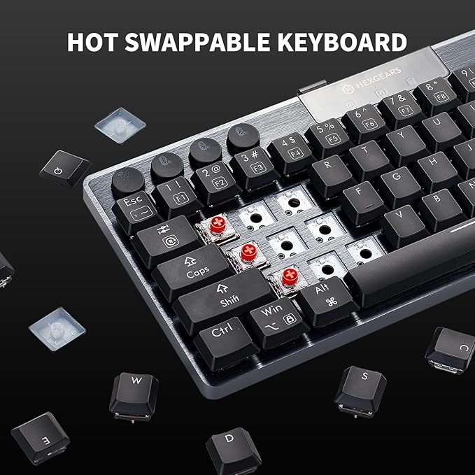 Hexgears A1 Low Profile Wireless Mechanical Keyboard - 60% Compact TKL Bluetooth 5.0/2.4GHz/Wired USB C Hot Swappable Linear Switch RGB Backlit Mini Portable Gaming Keyboard Aluminum for PC/MAC
