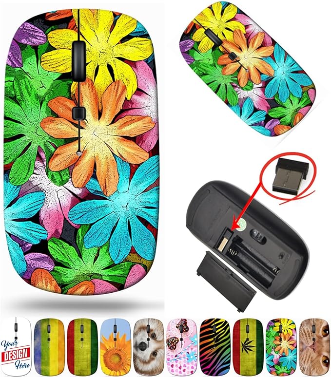 maizi Mouse Chromebook Laptop PC Notebook Mice 15111034 Blanket of Flowers in 2.4G Lightweight with USB Receiver Printed in USA