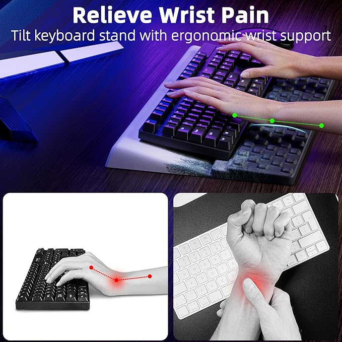 Ospelelf Keyboard Wrist Rest Pad Comfy Ergonomic Keyboard Stand Holder Office Desk Accessories Work from Home Essentials Green Forest Pattern