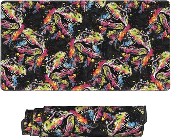 Colorful Tyrannosaurus Rex Mouse Pad Non Slip Large Desk Keyboard Mat Gaming Protection Pad 16X29.5 Inch