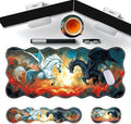 Large Gaming Mouse Pad Keyboard Wrist Rest Pad &amp Wrist Support Mousepad Set Stitched Edge Extended Non-Slip Base Memory Foam Desk Mat for Office HomeHorse and Dragon