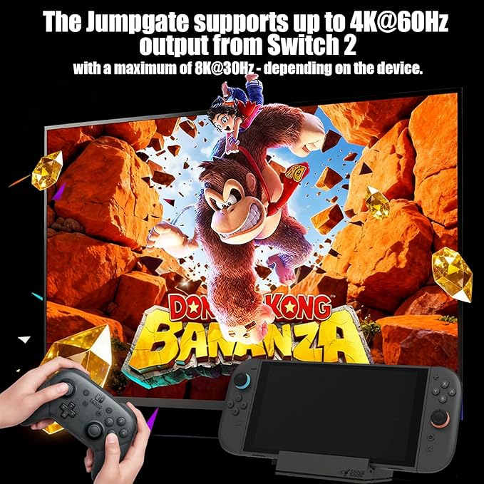 by Skull &amp Co. Jumpgate Pro: Portable Dock Station with Detachable USB Hub Adapter for Switch 2(2025) /Switch OLED (2021)/Switch (2017) and Macbook HDMI2.1 8k@30Hz or 4K@120Hz USB3.0 Port