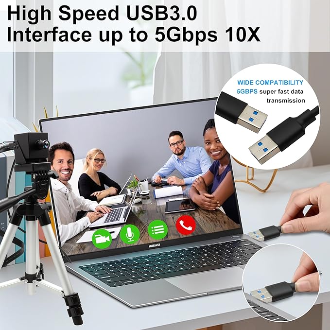 4K HDMI USB3.0 Camera Simultaneous Output 60fps H.264 Webcam with 25° Narrow Angle Lens 2X Digital Zoom Plug and Play for Video Conference Industrial TV