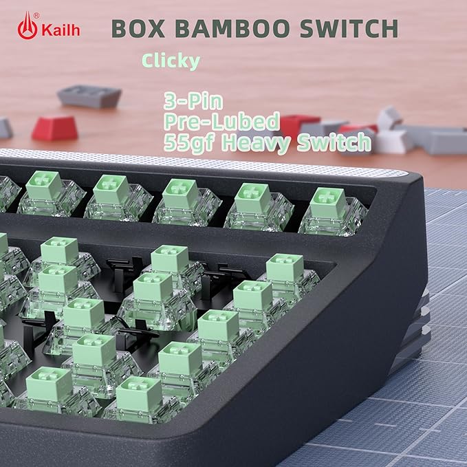 Kailh Box Bamboo Clicky Keyboard Switch3-pin 55gf Heavy Typing &amp Gaming Switches for MX Mechanical Keyboard(72pcs)